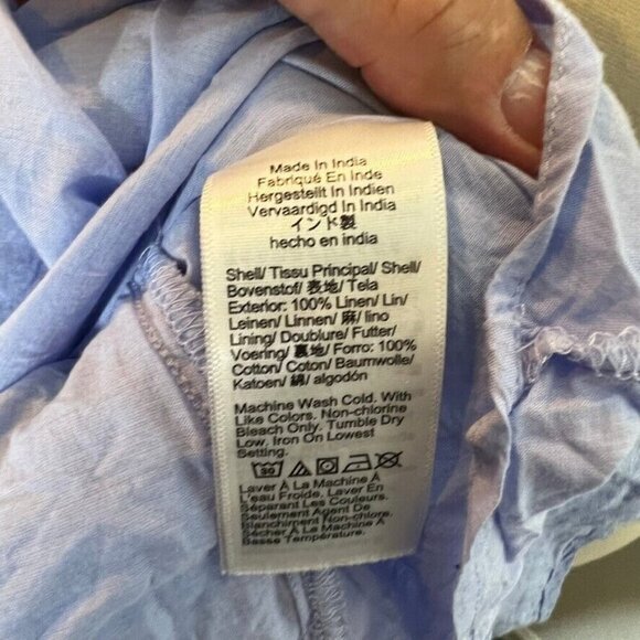 J.Crew $138 Palmero Smocked Waist Mini Dress Blue Linen Size S BP855 - Picture 9 of 9